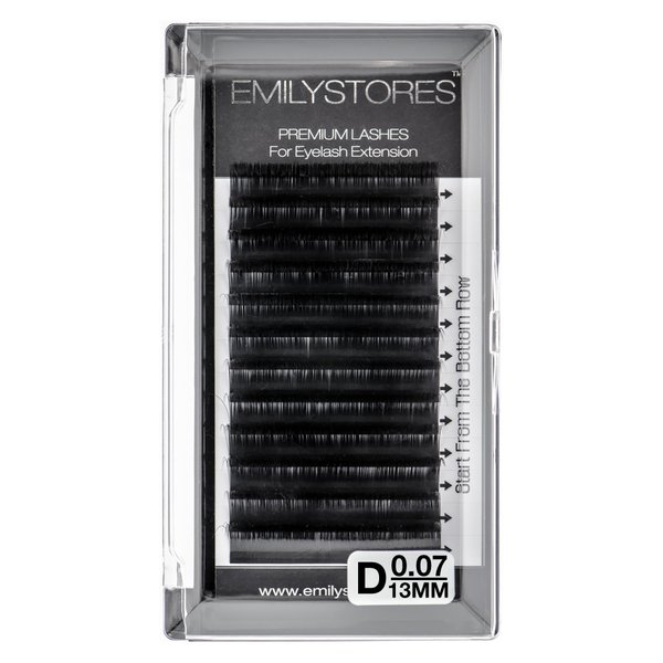 EMILYSTORES Eyelash Extensions 0.07mm Thickness D Curl Length 13mm Single Size Rapid Volume Eyelash For Lash Extensions, Easy Fan Blooming Flower Lashes, Self Fanning Lashes, (0.07,D,13mm)