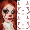 2 Pieces Halloween Face Gems Jewels Rhinestone Tattoos Day of the Dead Skull Temporary Face Tattoo Red Crystal Stones Body Gems Makeup Stickers for Halloween Festival Rave Cosplay Party Supplies