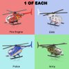 ArtCreativity Diecast Helicopters - Pack of 4 - Police, Fire Engine, EMS, and Military Diecast Toy Choppers with Spinning Propellers, Birthday Party Favors for Boys and Girls