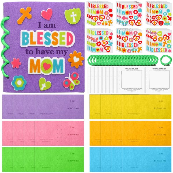 Trandraft 24 Pcs Mother's Day Journal Craft Kit Religious Journaling Kit for Teenage DIY Journal Set with Felt Stickers for Mother's Day Birthday Gift Classroom School Activities Supplies