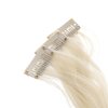 SWACC 12 Pcs Curly Wavy One Color Party Highlights Clip on in Hair Extensions Colored Hair Streak Synthetic Hairpieces (Platinum Blonde)