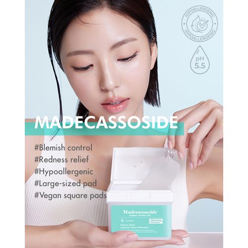 DERMAL Madecassoside Blemish Control Pad - Korean Toner Pad for Blemish & Tone Improvement with Centella Asiatica - Vegan Gauze Tencel Square Pads - High Capacity, 120 Sheets