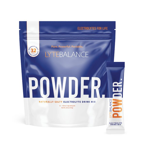 LYTE BALANCE Powder 32 Double Strength Packets, Naturally Salty Electrolyte Drink Mix w/Sodium, Potassium & Magnesium | Daily Hydration, Muscle Recovery, Immune Support | Keto, Paleo, No Sugar