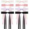 Atoden Hair Bows Hair Ribbon Tassel Bow Hair Clips 8 Pcs Coquette Bows Silky Satin Long Tail Bowknot Hair Clips Alligator Clips Cute Hair Accessories for Women Girls Gifts Black Beige Pink Purple