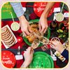 Sliner 192 Pcs Christmas Naughty Nice Party Supplies 9" 7" Naughty and Nice Dinner Paper Plates Cups Napkins Red Green Paper Drinking Straws Neon Forks Knives Spoons for Christmas Birthday Party