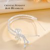Yovic Rhinestone Bow Headbands Double Crystal Hairbands Silver Wedding Headpiece Women Bowknot Hair Accessories for Party Costume (Silver)