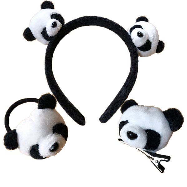 OCTCHOCO Panda Headband Fur Hair Clip Pin Stretch Hair Tie Hair Accessories for Girls