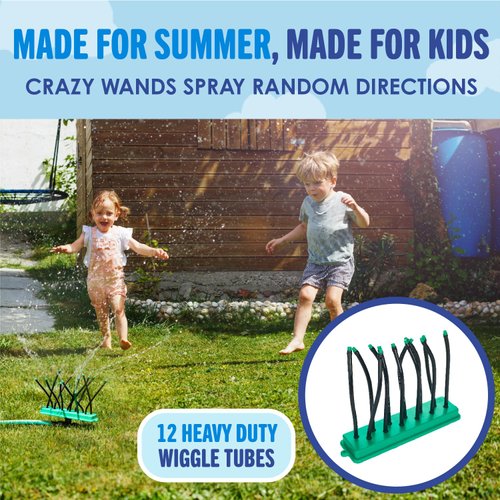 BACKYARD BLAST Super Soaker Lawn Sprinkler for Kids - Kids Outdoor Toys - Wire Inserts in Each Tube to Direct Water Stream