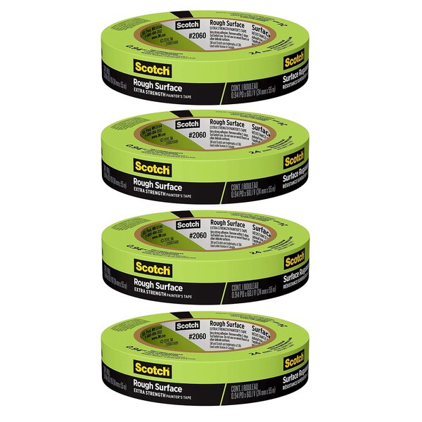 Scotch Painter's Tape 2060-1A 2060 Masking Tape, 1-Inch by 60-Yard, Green, 4 Pack