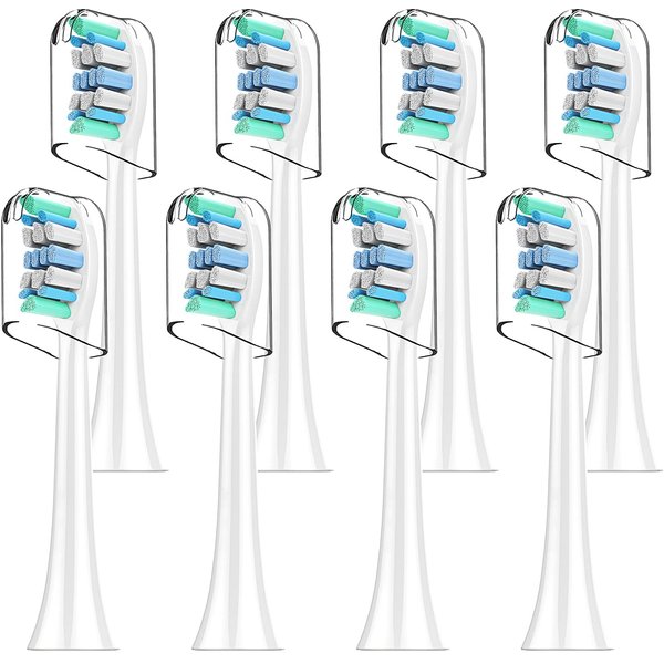 Toothbrush Replacement Heads Compatible with Philips Sonicare, Electric Toothbrush Replacement Brush Heads with Protective Cover Snap-On Toothbrushes(8 Pack) Refill DiamondClean ProtectiveClean