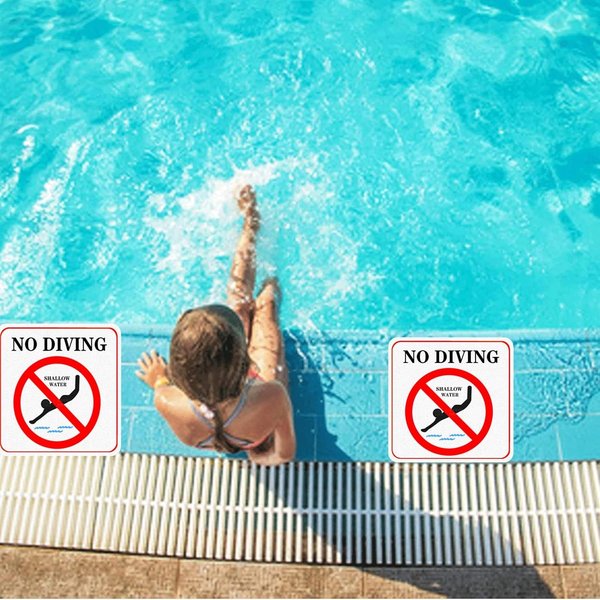 Swimming No Diving Shallow Water Pool Warning Stickers Pools Safety Marker 6 Pieces No Diving Safety Stickers 6 In with Vinyl Depth Markers Pool Warning Sticker