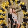 2025 New Year Balloon Arch Party Decorations, 18" 10" Black and Gold Balloon Garland Arch with Happy New Year Banner for 2025 New Year Party Decorations NYE Party Supplies 2025