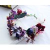LLinfflr Women Floral Crown Boho Flower Headband Hair Wreath Floral Halo Headpiece with Ribbon Wedding Party Photos Purple