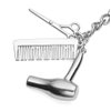 Jovivi 3 In 1 Fashion Hairdresser Hair Dryer,Scissor,Comb Charm Pendant Keychain/Necklace - Perfect Salon Owner,or Hair Stylist Gift