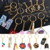Keychain Rings Kit for Crafts Gold, PAXCOO Includes 100Pcs Split Key Ring with Chain, 100pcs Jump Rings and 100pcs Screw Eye Pins for Resin Keychain Making