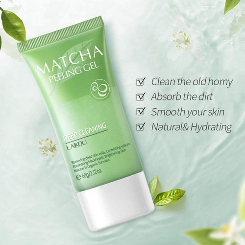MIESCHER Matcha Facial Scrub Exfoliator Gel, Natural Exfoliating Cleanser, Moisturizing Body Face Scrub Deep Clean for Dry Skin, Blackheads, Acne Face Peeling Gel - Great Gifts For Women & Men
