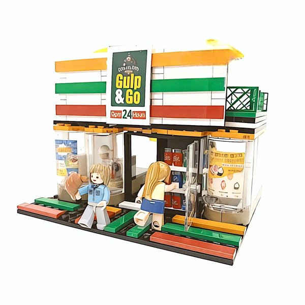 General Jim's Build Your Urban Oasis Gulp & Go' Modular Convenience Store & Gas Station Building Blocks Set – 320-Piece Creator Street Kit – Perfect for Imaginative Play & Cityscapes!