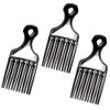 Luxxii (3 Pack) 7" Black Afro Pick Lift Hair Comb Detangle Wig Braid Hair Man Styling Comb (Black)