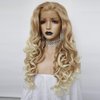 Anogol Hair Cap+Blonde Lace Front Wig for White Women Blond Ombre Lace Front Wig with Long Curly Lace Front Wigs Synthetic Hair for Party