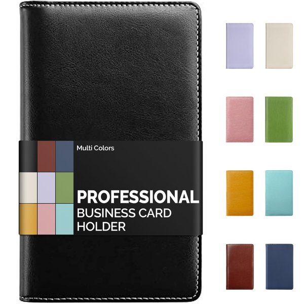 Sooez Leather Professional Credit Card Holder, Business Card Book Holder Organizer 240 Card Capacity, PU Credit Card Organizer for Men&Women, Credit Card Binder Name Card Gift Cards Booklet (Black)
