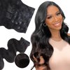 Seamless Clip in Hair Extensions Human Hair,Clip ins Real Human Hair Black Women,Human Hair Clip in Extensions, Body Wave 110g 14 Inch Natural Black Ultra-thin 0.5mm PU Weft,100% Remy Hair Extensions