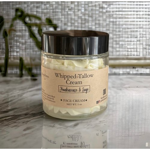Whipped Tallow Face & Body Cream- Vitamin A, D, E, K & B1- Organic Grassfed Tallow & Olive Oil-Anti-Wrinkle Cream-Intense Hydration (Lavender)