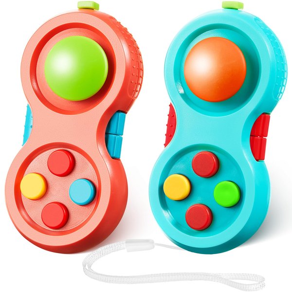 Skylety 2 Pcs Fidget Controller Fidget Game Fidget Toys Pad Rubberized Controller Fidget Concentration Fidget Sensory Educational Toy Gift for Christmas ADHD Add OCD Autism Anxiety Stress Relief