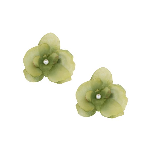 OJERRY Set of 2 Faux Green Orchid Flower Hair Metal Alligator Clip for Women, Feminine Summer Realistic Floral Hair Clip Gift Hair Accessories