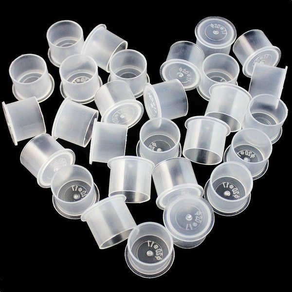 Tattoo Ink Caps Medium - 500PCS Disposable Plastic Tattoo Ink Cap with Base Tattoo Cups for Tattooing, Tattoo Ink, Tattoo Supplies (1412mm)