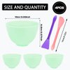 4 Pcs Diy Silicone Facial Mask Mixing Bowl, 3.93 Inch Microwavable Home Use Facial Bowl with Double-ended Stirring Bar, Facial Mud Bowl for Facial Mask, Mud Mask and Other Skincare Products