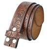 BS220 Western Floral Engraved Embossed Tooled Genuine Leather Belt Strap w/Snaps 1 1/2" Wide (Brown, 34)