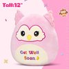WEWILL Get Well Soon Owl Plush Pillow, 12 Inch, Soft Pink Owl Stuffed Animal for Comfort and Healing, Get Well Gift for Kids Girls