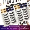 AkesuLash Magnetic Eyelashes - 10 Pairs 3D Medium Magnetic Lashes with Eyeliner Kit,Cruelty-Free & Vegan,Upgraded,Natural Look,Long Lasting,Reusable,With Applicator - Easy to Apply (4 Tube of Liner)