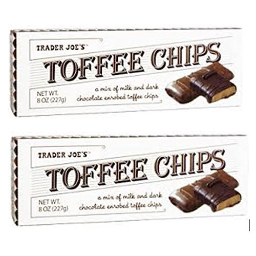 Trader Joes Toffee Chips - Mix of Milk and Dark Chocolate (2 Pack) 8 Oz