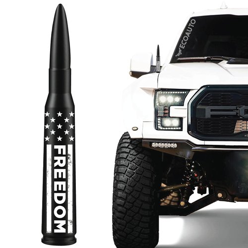 EcoAuto Badass Car Antenna Topper for Dodge Ram & Ford F150 F250 F350 Super Duty Ford Raptor Bronco Trucks - Anti-Theft Design-Radio Antenna Topper for Truck 1990 - Current (Freedom)