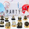 10PCS Black Gold 40th birthday decorations for Men and Women，40th birthday centerpieces for tables ，Happy 40th Birthday Centerpieces Tables Toppers，40th Birthday Table Sign Decor