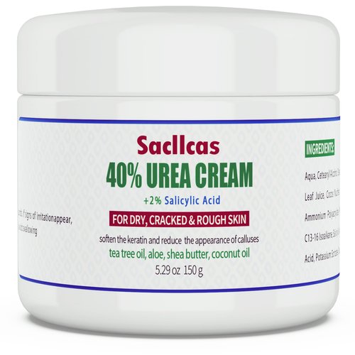 SACLLCAS Urea Cream 40% Plus Salicylic Acid 2% - Foot Dry and Cracked Foot Cream, Gentle Exfoliating Moisturizing and Hydrating, Suitable for Feet, Hands and Knees