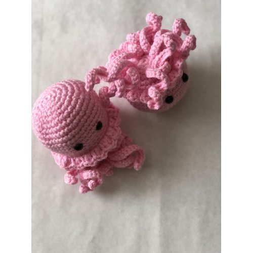 Znet3D Jellyfish Crochet Stuffed Plush Toy - Handmade in The USA - Soft and Adorable. A (Pink)