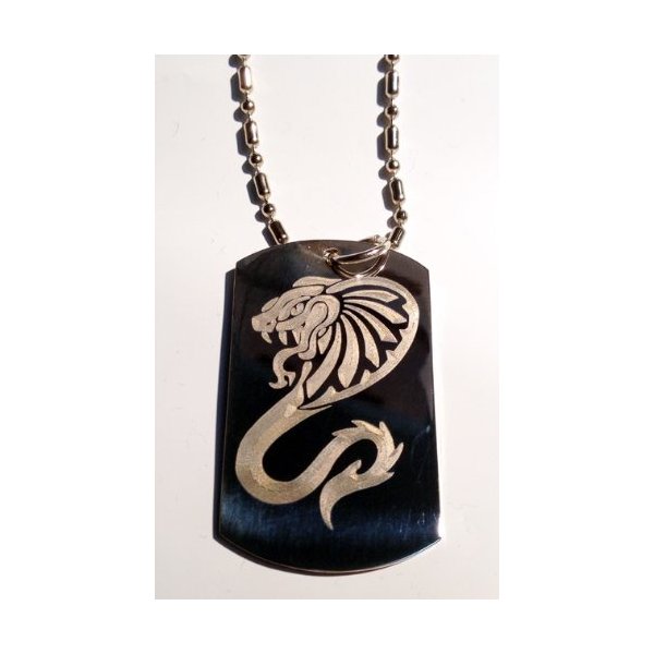 King Cobra Venom Tribal Snake Serpent Tattoo Logo Symbols - Military Dog Tag Luggage Tag Key Chain Metal Chain Necklace