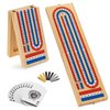 Ceebyfa Foldable Cribbage Board Game Set, Portable Travel Cribbage Board with Storage Area, 9 Metal Pegs, 1 Playing Card and Instruction. Classic Cribbage Game for Family.