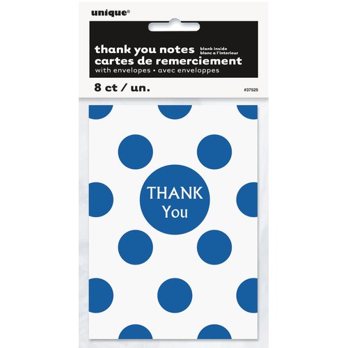 Unique Royal Blue Polka Dot Thank You Cards, 8ct
