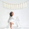 Vgaruint White Yarn Banner - Cream Wood Bead Tassel Garland Boho Decor, Boho Nursery Wall Hanging, Christmas Decor, Baby Bridal Shower Party Supplies