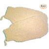 2 Pack Natural Vegetable Fiber Shower Exfoliating Loofah Mitt - Soft Terry Cloth Bath Gloves - Exfoliator Body Scrubber Mitts Mitten - Great for Your Skin Care in The Spa - Anti-Aging