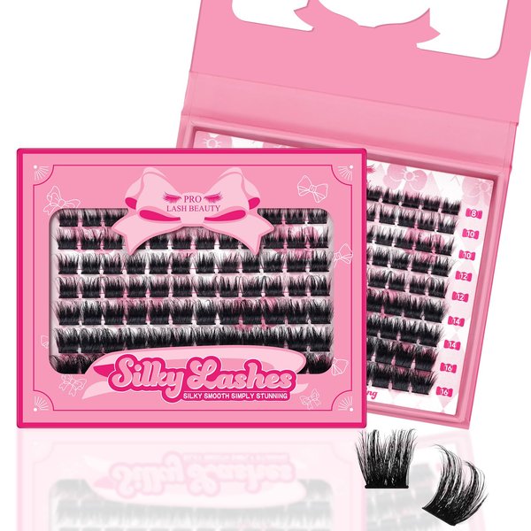 Lash Clusters, 108 Pcs Individual Lashes Soft Cluster Lashes DIY Lash Extension 8-16mm Eyelash Clusters Volume Wispy Lashes Super Thin Band Reusable(Mild,D-8-16mix)