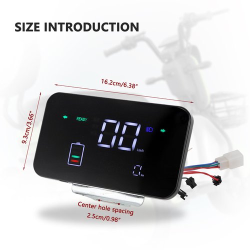 Minho 48V-72V Display Control Panel Digital Speedometer for Electric Scooter Bicycle E-Bike,Square Instrument