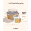 Disposable Ramekins with Lids - Katbite 60 Pack 5oz Aluminum Foil Cupcake Baking Cups, Muffin Tins for Creme Brulee, Desserts, Baking - Gold