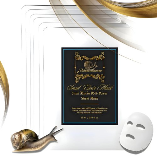Snail Mucin Sheet Mask | Renewal Elixir Face Masks Skincare | 96% Power Snail Essence Serum for Skin Repair & Hydration | Treats UVA/UVB Photo-Aged Skin | Not Tested on Animals | Korean Skin Care