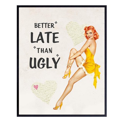 Funny Vintage 1950s Pinup Girl Bathroom Home Decor Print - 8x10 Retro Wall Art Decoration for Bath, Bedroom - Cute Unique Gift for Women, Woman, Her or Girls - Unframed