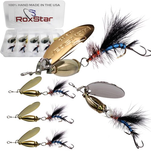 RoxStar Fly Strikers Blue Series - Hand-Crafted in The USA - Proven Nationwide Most Versatile Fishing Spinner for Bass, Trout, Pike, Steelhead- Stop Fishing - Start Catching!… (1/4oz Blue Series)