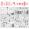 Glodecart 6pcs Valentine's Day Nail Stamping Plates for Women Nail Art, Stainless Steel Heart Romantic Nail Plates Template Set for DIY Valentine's Day Nail Decoration Love-Themed Nail Plates Designs